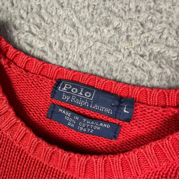 Vintage Polo Ralph Lauren Sweater Womens L Red Crew Neck Knit Pullover - Picture 4 of 9